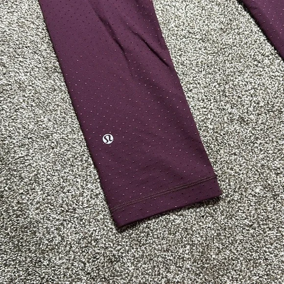 Lululemon capri crop leggings size 4 maroon deep purple cross waist polka dot - Picture 8 of 8